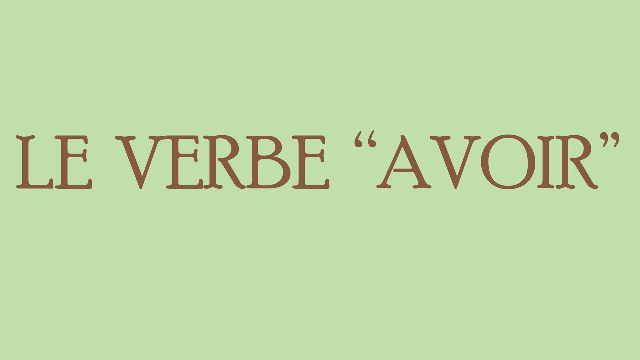 Le verbe avoir au présent de l’indicatif en français – conjugaison 2