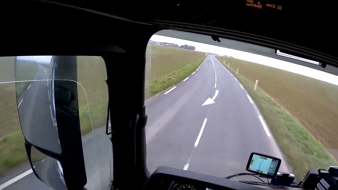MB Actros 1846 through a narrow French roads.