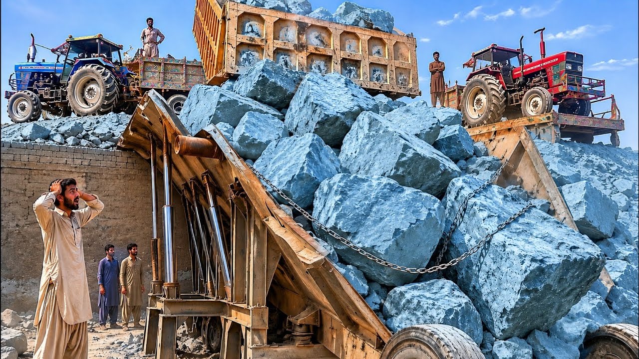 BIG ROCK 🪨 Crusher Machine - FULL Powerfull Process A Giant in Action-Big Rock Crushing 
