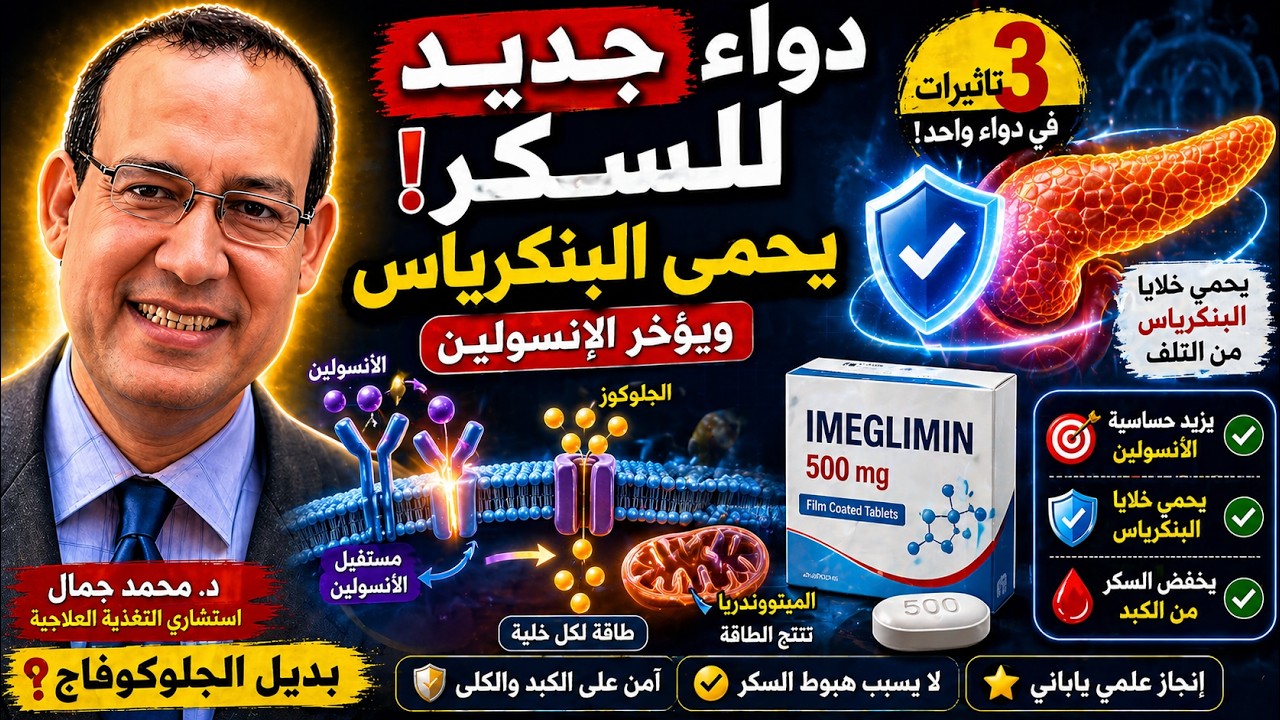 علاج السكري الجديد/ دواء السكر الجديد يحمي البنكرياس و يخفض السكر بثلاث طرق مختلفه/ Imiglimin