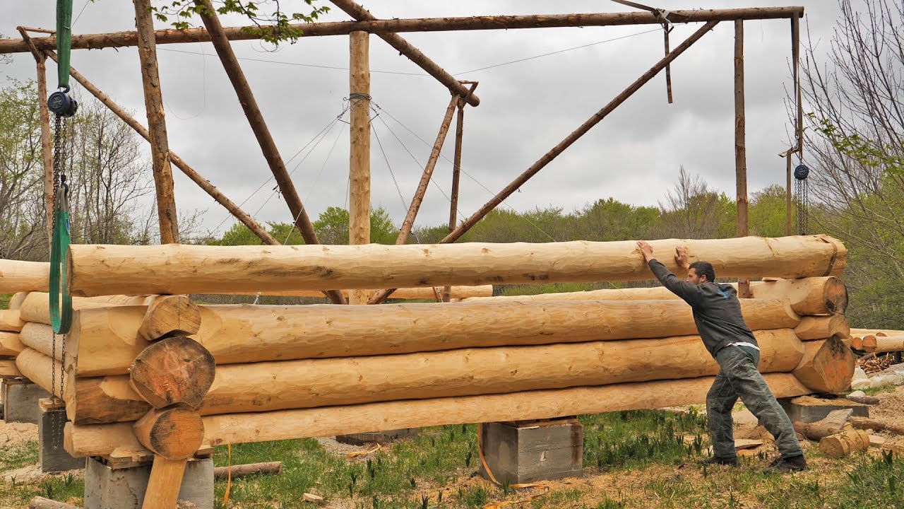 Building Off Grid Log Cabin - Ep 15 / Log Cabin Walls