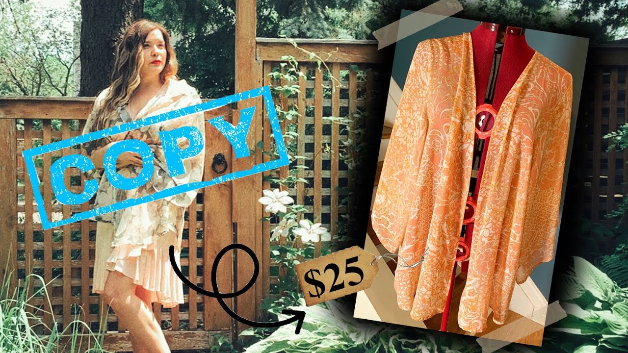 Making a Summer Kimono From My Closet | Copying Store-Bought Clothes | Sewing Thrifted Fabric