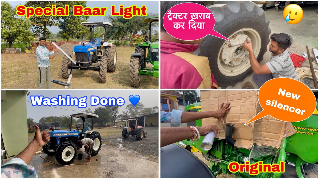 Special bar light for special edition 💙 // JD new original silencer install 💥 !! Patel farming 🌾