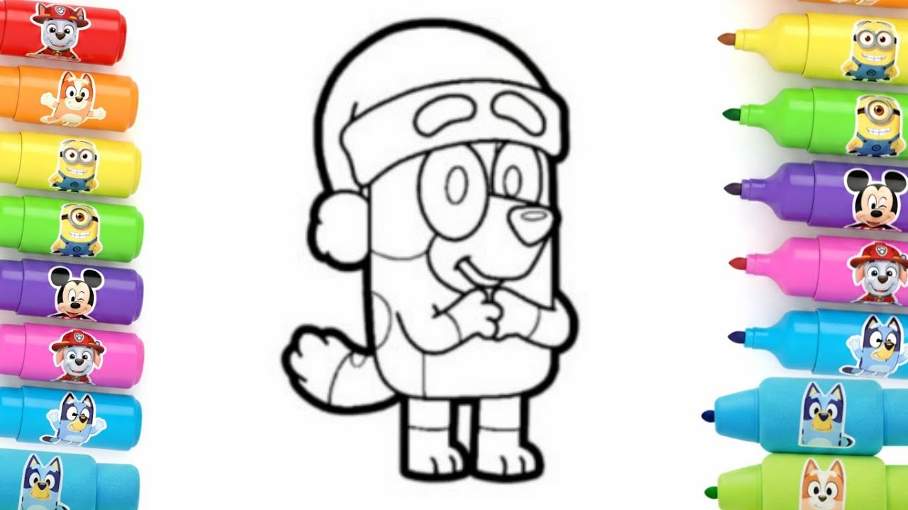 Bluey Christmas Drawing and Coloring for Kids