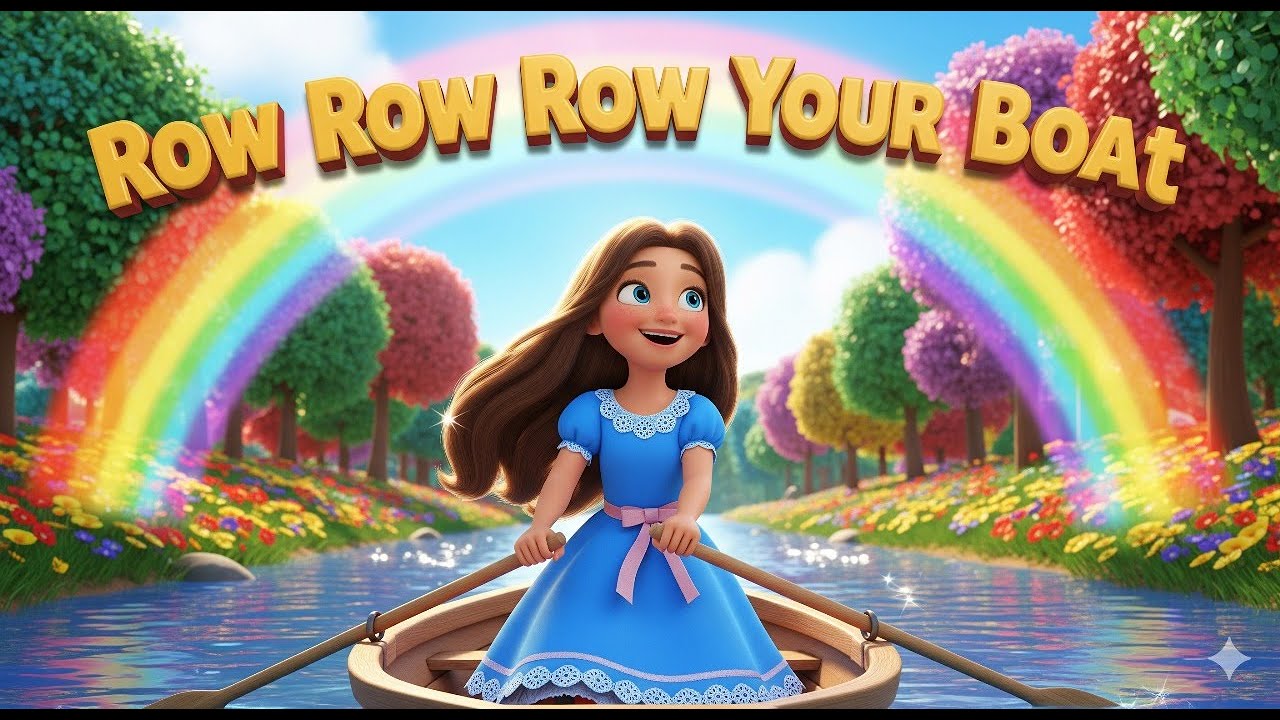 🌈 Row Row Row Your Boat 🚤 | 3D Cartoon Animation for Kids | Fun Nursery Rhyme 🎶✨