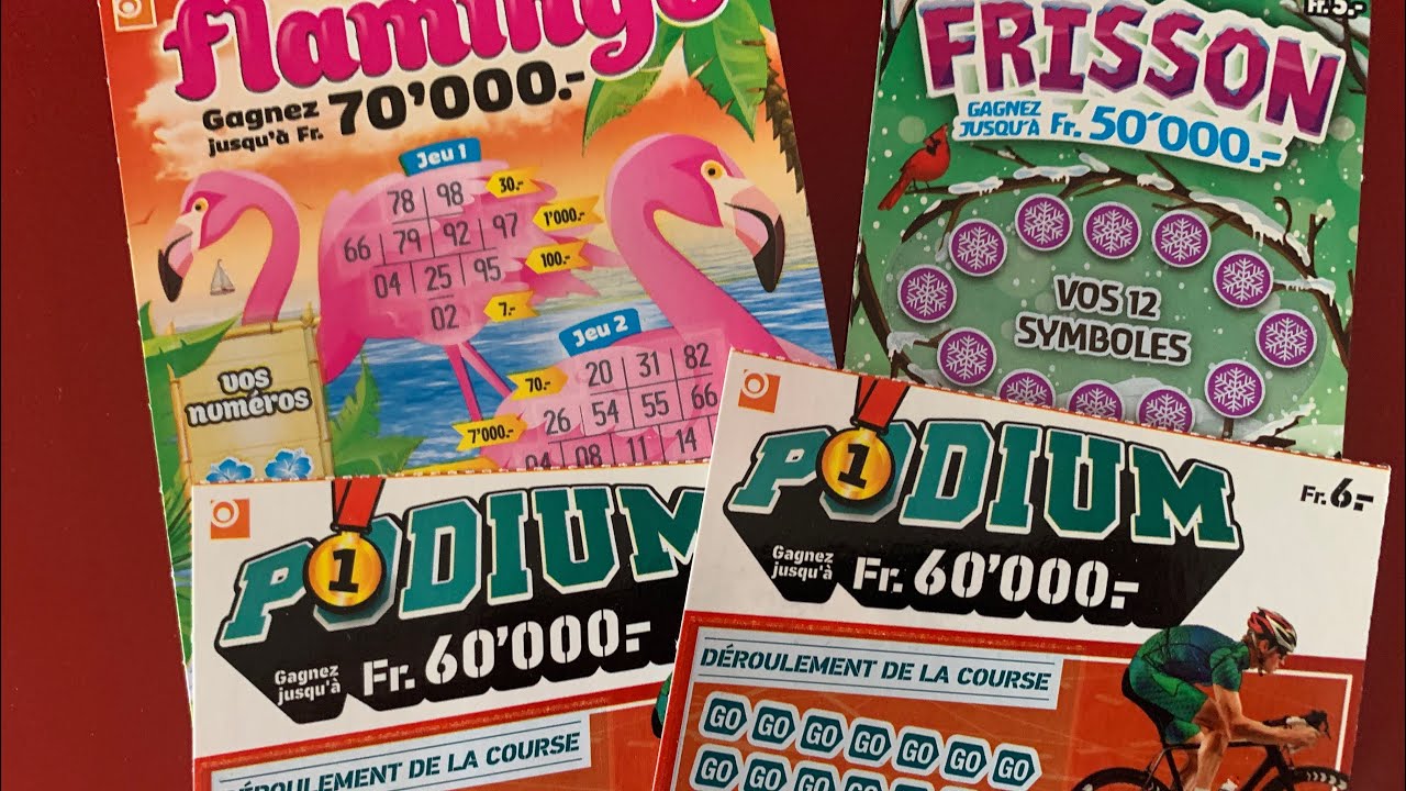 Loterie suisse romande avec 2 podium un flamingo et un frisson