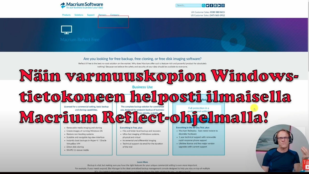 Windowsin varmuuskopiointi. Levykuvan tekeminen Windowsissa Macrium Reflect-ohjelmalla