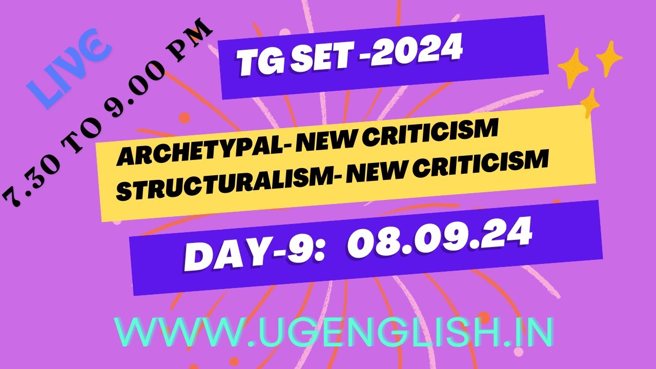 #TGSET-2024 ENGLISH LITERATURE #REVISION CLASSES #CRITICISM , #Day-09: 08.09.24