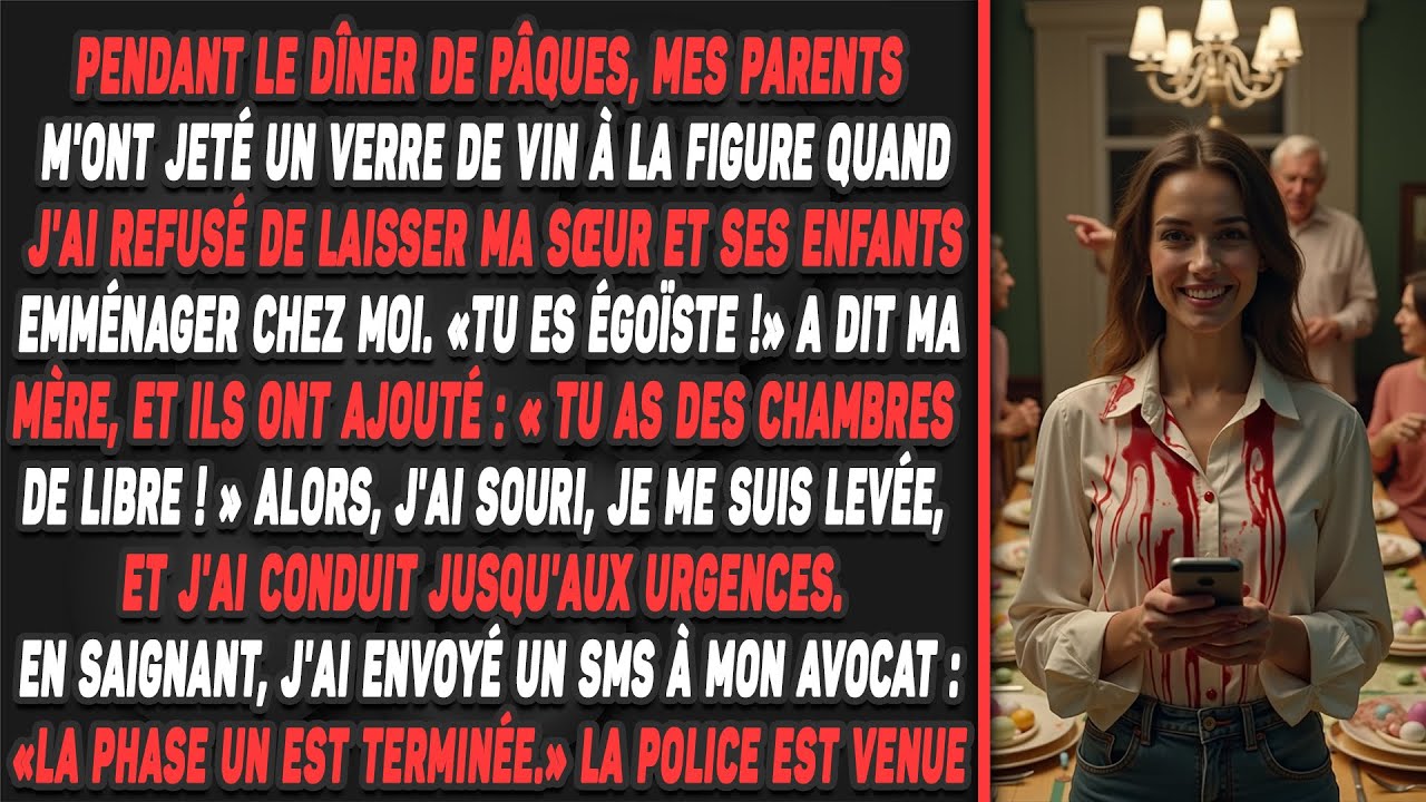 Pendant le dîner de Pâques, mes parents m'ont jeté un verre de vin à la figure quand j'ai refusé...