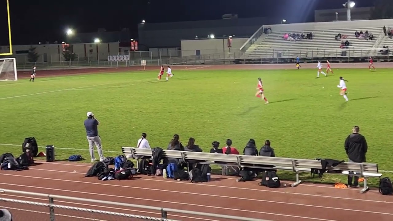 Maya on offense with the 30 yard sprint to almost block the goalies clearance 