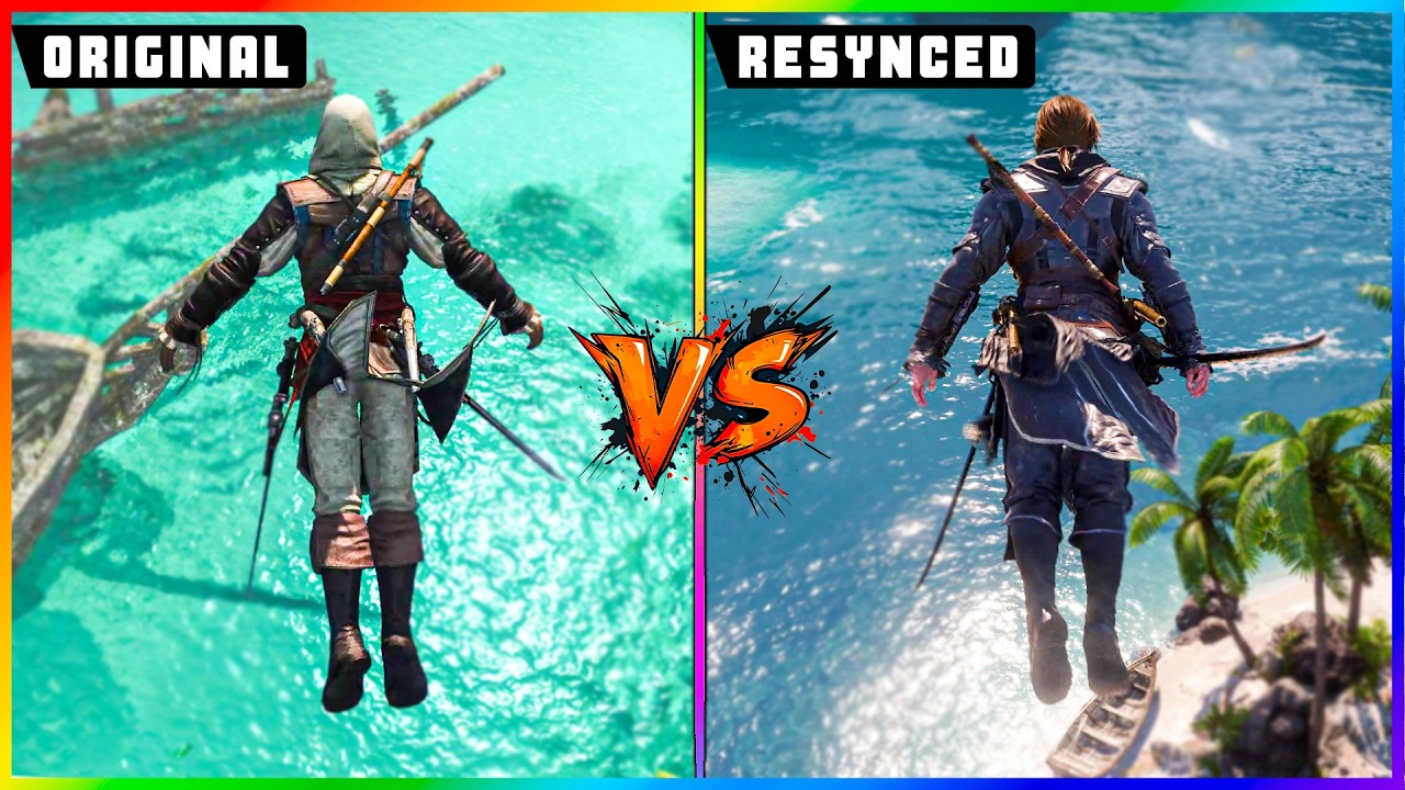 Assassin's Creed Black Flag Original vs Resynced | Parkour and Gameplay Comparison 🔥