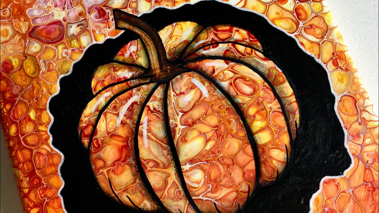 Halloween PUMPKIN ACRYLIC POURING short TUTORIAL #acrylicpouring #fluidart #painting