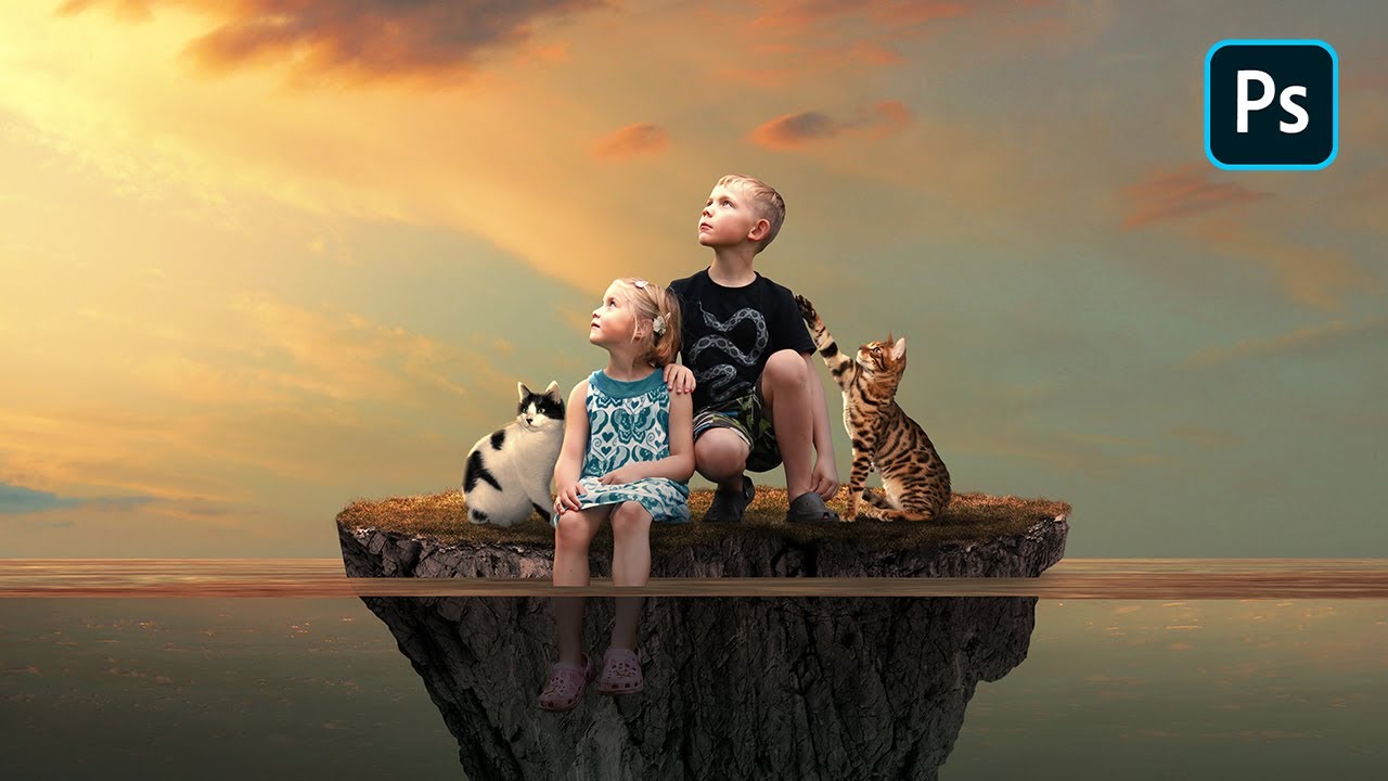Photoshop Floating Island - Underwater Photo Manipulation