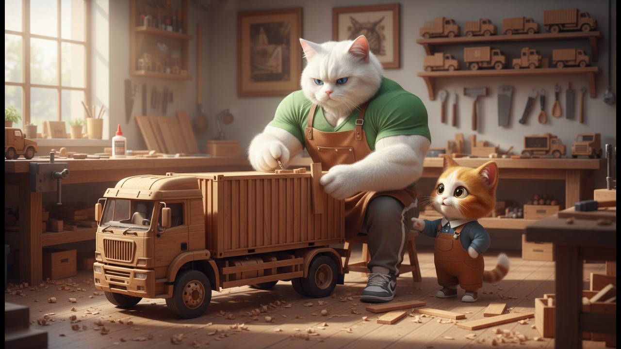 Toy Truck to Real Truck: Cute Cat Tales: Kaka's family's happy journey