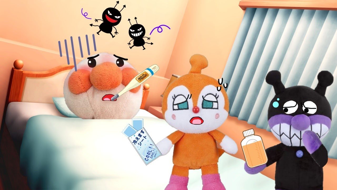🏥赤ちゃんアンパンマンが風邪をひいちゃった！ドキンお母さんとばいきんまんがお世話をするよ！アンパンマンアニメ anpanman toys cartoon