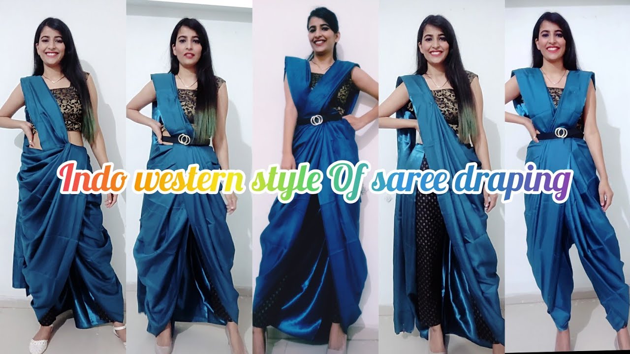 How to wear saree with pants | Indo western saree draping styles | #beuwithrekhamishra