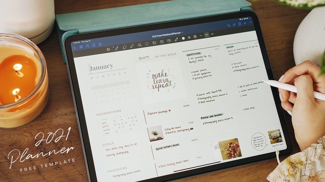 2021 Digital Planner ✍🏼 Track/Review/Set Goals - Hyperlinked Free GoodNotes Template