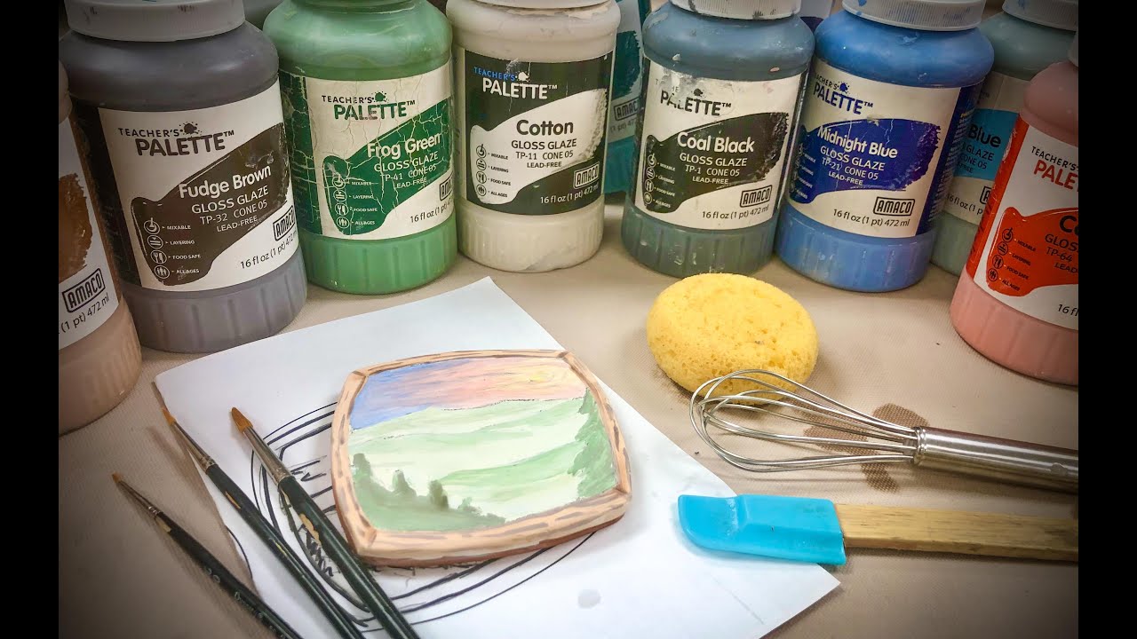 Роспись майоликовых подставок из керамики I — с использованием глазури Amaco TP