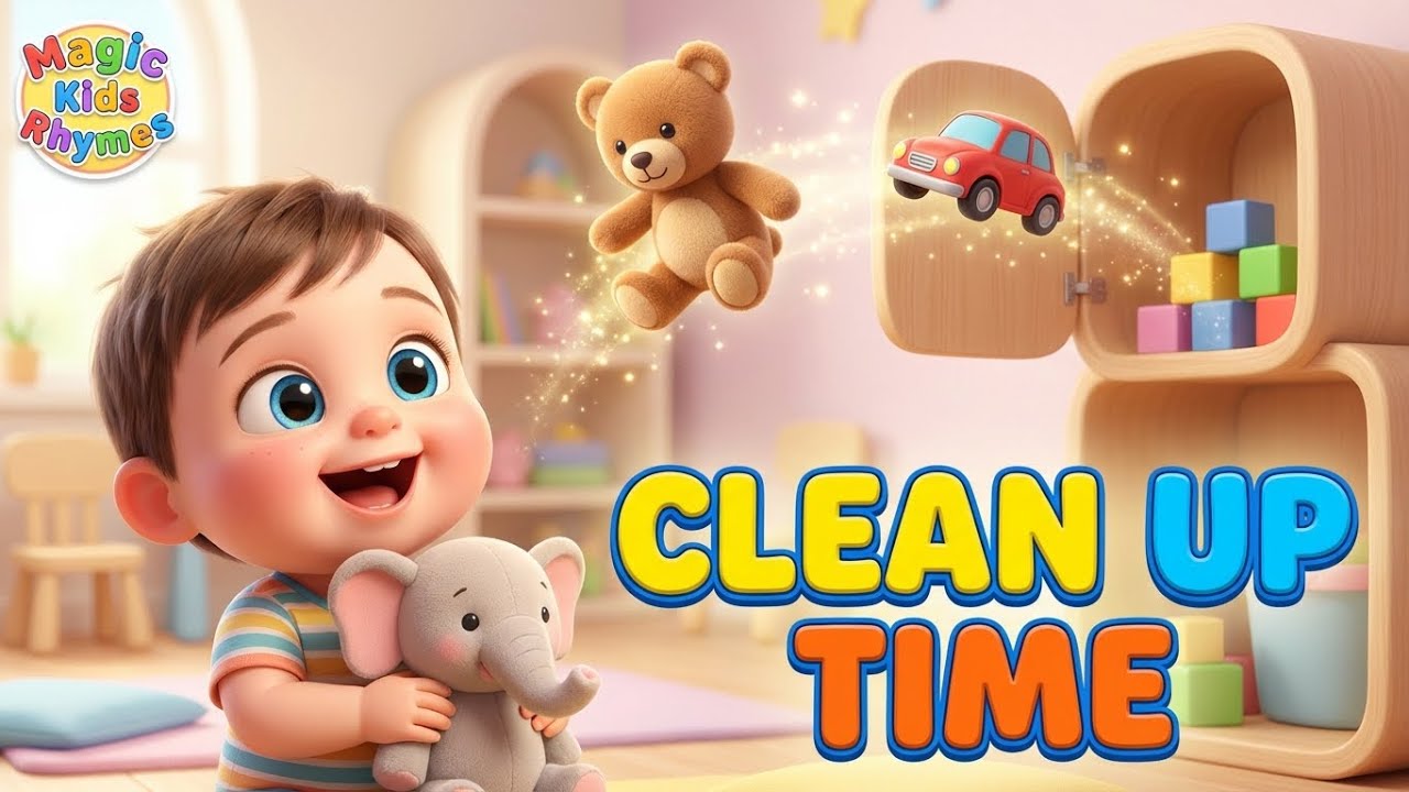 Clean Up Time Song 🧸🧹 | Fun Preschool Cleaning Song for Kids | Nursery Rhyme | Magic Kids Rhymes