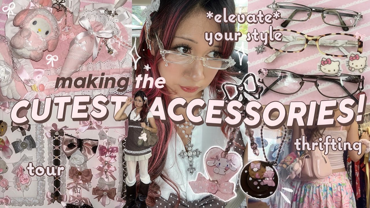 make the CUTEST ACCESSORIES and ELEVATE your style 🧸🩰 diys, thrift with me, keychains, bows ⋆.𐙚