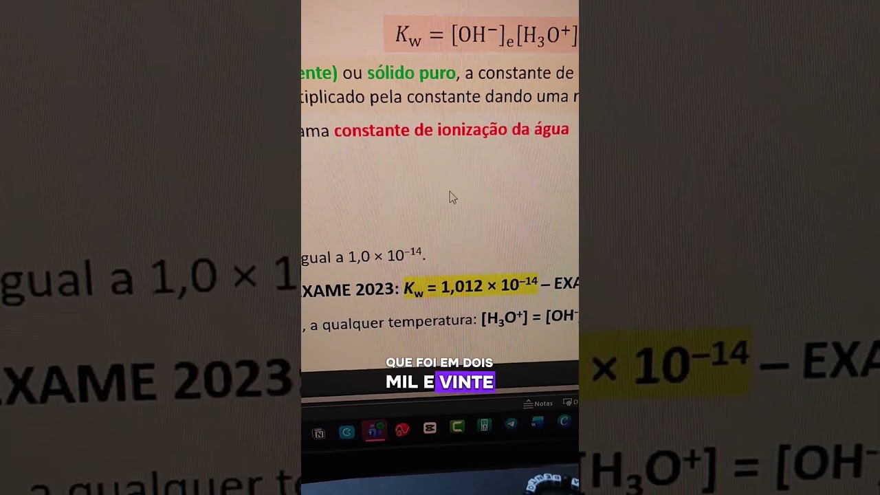 📌 Exame FQ 2026: Sinal claro! kW passou para 1,0 × 10¹⁴. Exame será mais acessível 😅