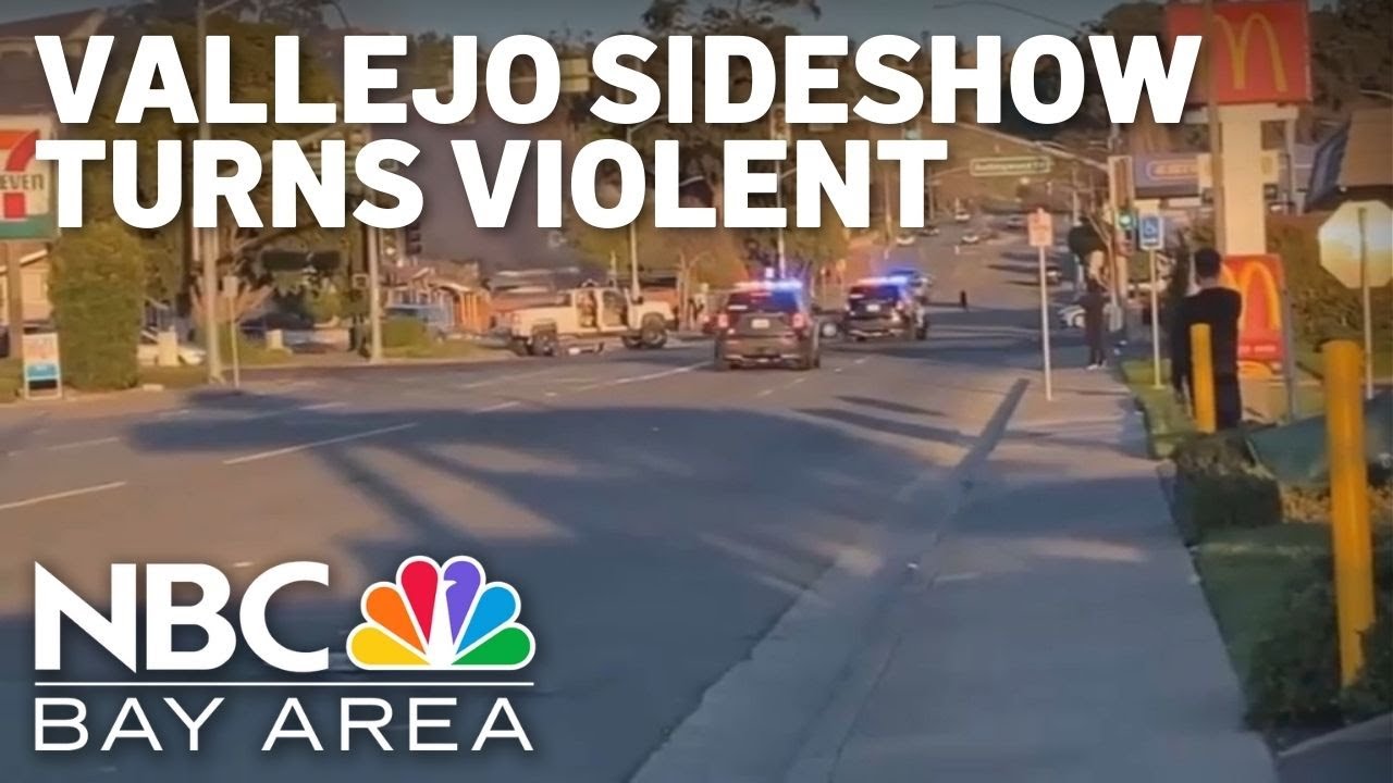 Man attacked and shot, 7-Eleven looted, truck set on fire during sideshow in Vallejo