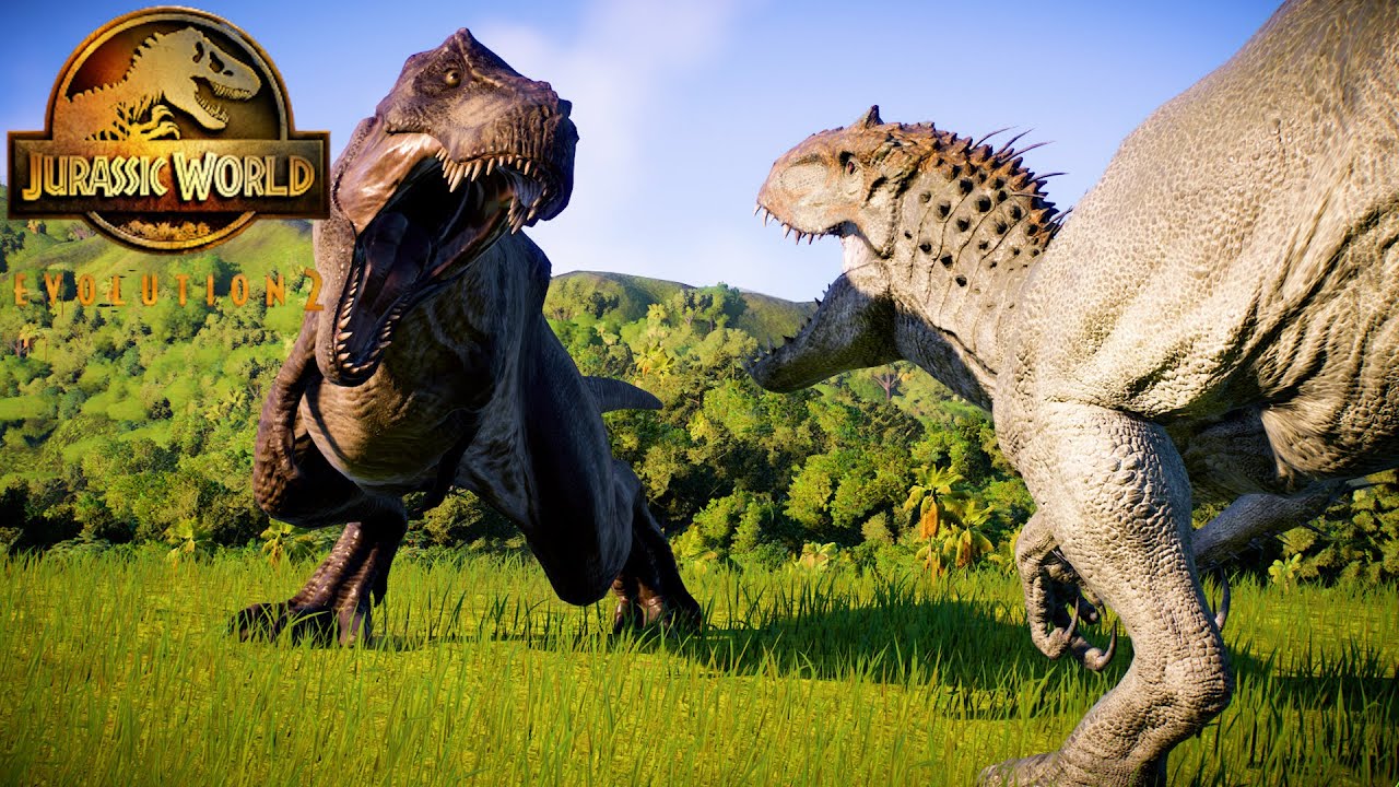 T Rex Battle With Indominus Rex In Isla Nublar | Full Fight | Animations | - Jurassicworldevolution2