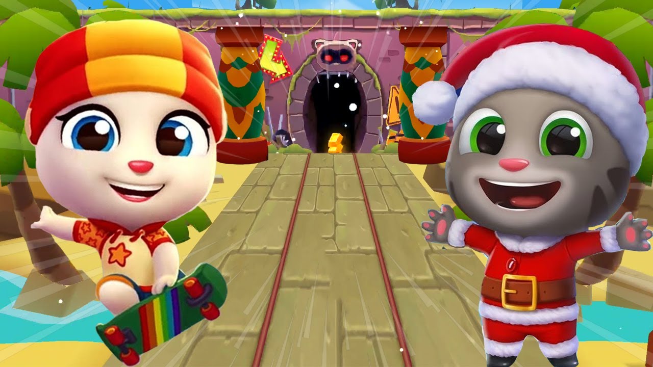TALKING TOM GOLD RUN 2020 - NEW SPACE SIDE WORLD SANTA TOM VS SKATER ANGELA