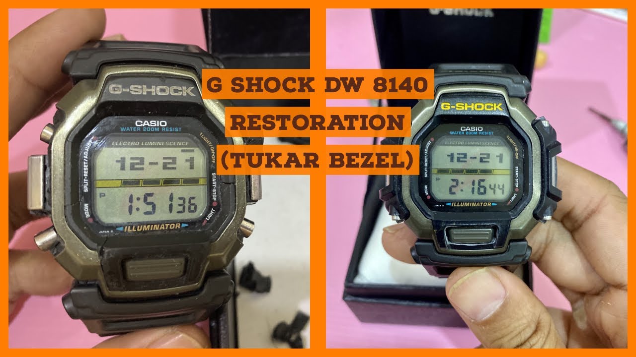 Casio G Shock DW 8140 Gundam restoration process, baik pulih tukar bezel custom,