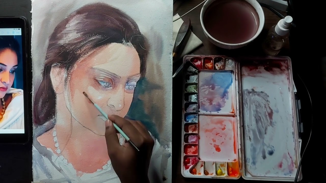 Watercolor demo by Artist Jugal sarkar, watercolor, Portrait,Demo