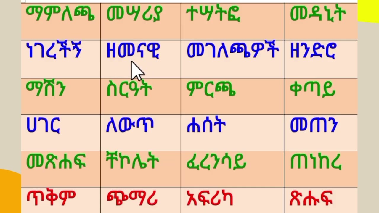 የአማርኛ ቃላት ምስረታ ለጀማሪዎች የሚሆን 09 21 557522#amahric #werds 