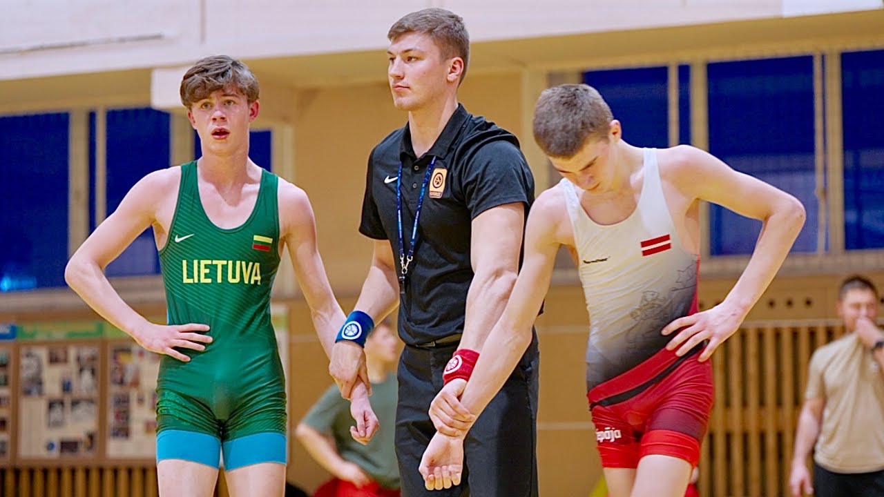 U17 R. Bormotovs (LAT) vs L. Bieliauskas (LTU) 55 kg final. Youth boys greco-roman wrestling.