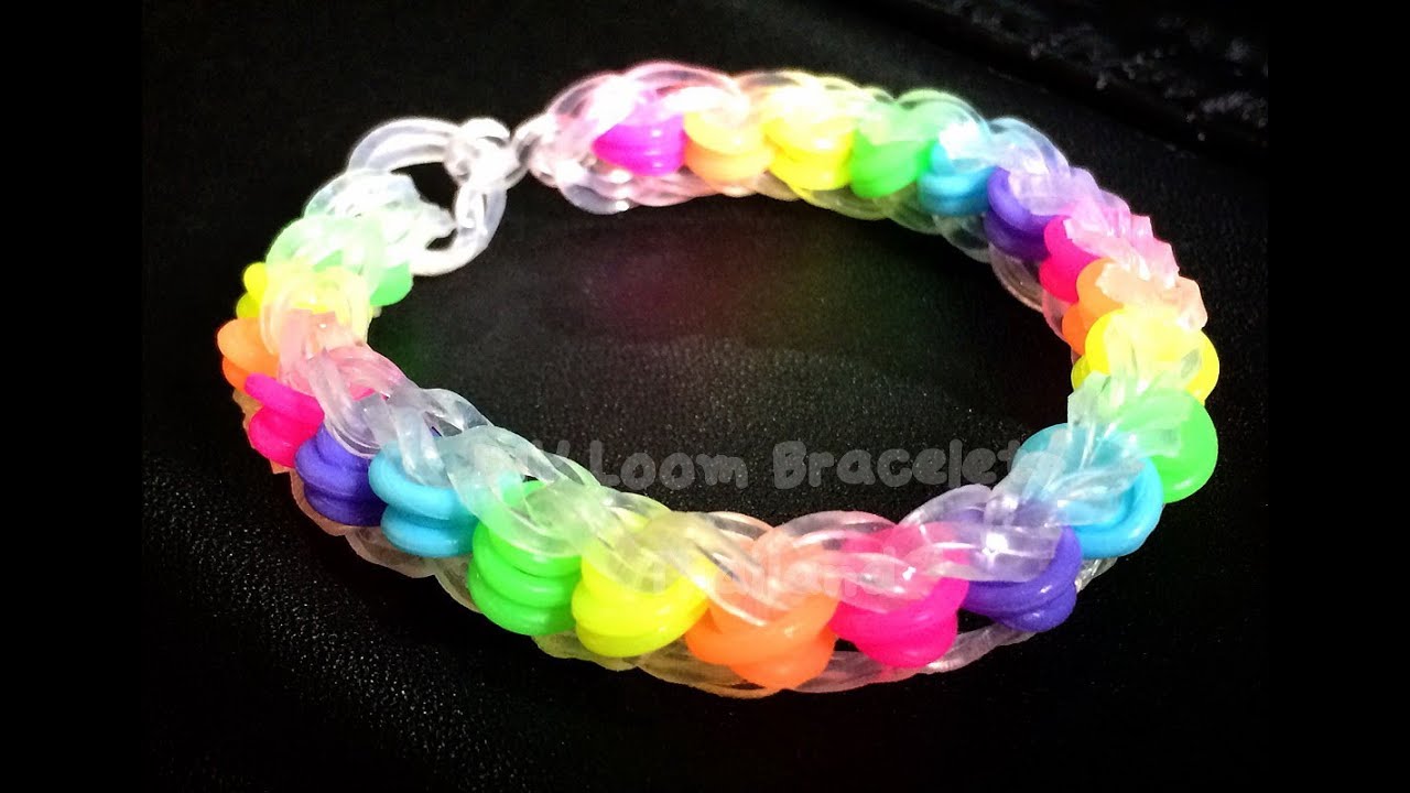 คลิปสอนถักกำไลยางซิลิโคน โดยใช้ Loom bands Donut ตกแต่งแทนลูกปัด(ความยากระดับ1/5)