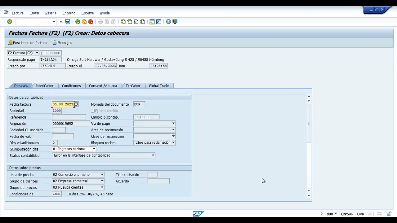 SAP (SD). CREACIÓN DE FACTURAS DE VENTAS AL CLIENTE EN SAP. (APRENDE DE MANERA PRACTICA Y FÁCIL)