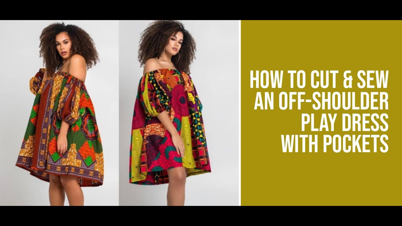 How To Sew an Off Shoulder Dress |With Pockets | Beginner-Friendly
