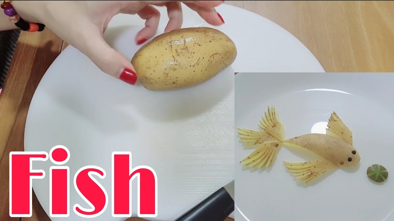 #shorts Vegetable Carving Salad Decoration p78,Potato Into Fish. @thienhuongchannel