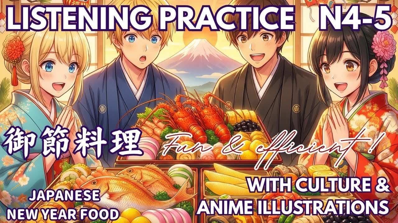 Japanese Listening Practice for Beginners (JLPT N5–N4) | Japanese New Year Food – Listen & Repeat