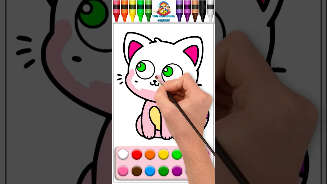 Cute Pink Kitten Coloring Page #thecoloringcrews #coloringcommunity #happyart #coloringmagic #kidart