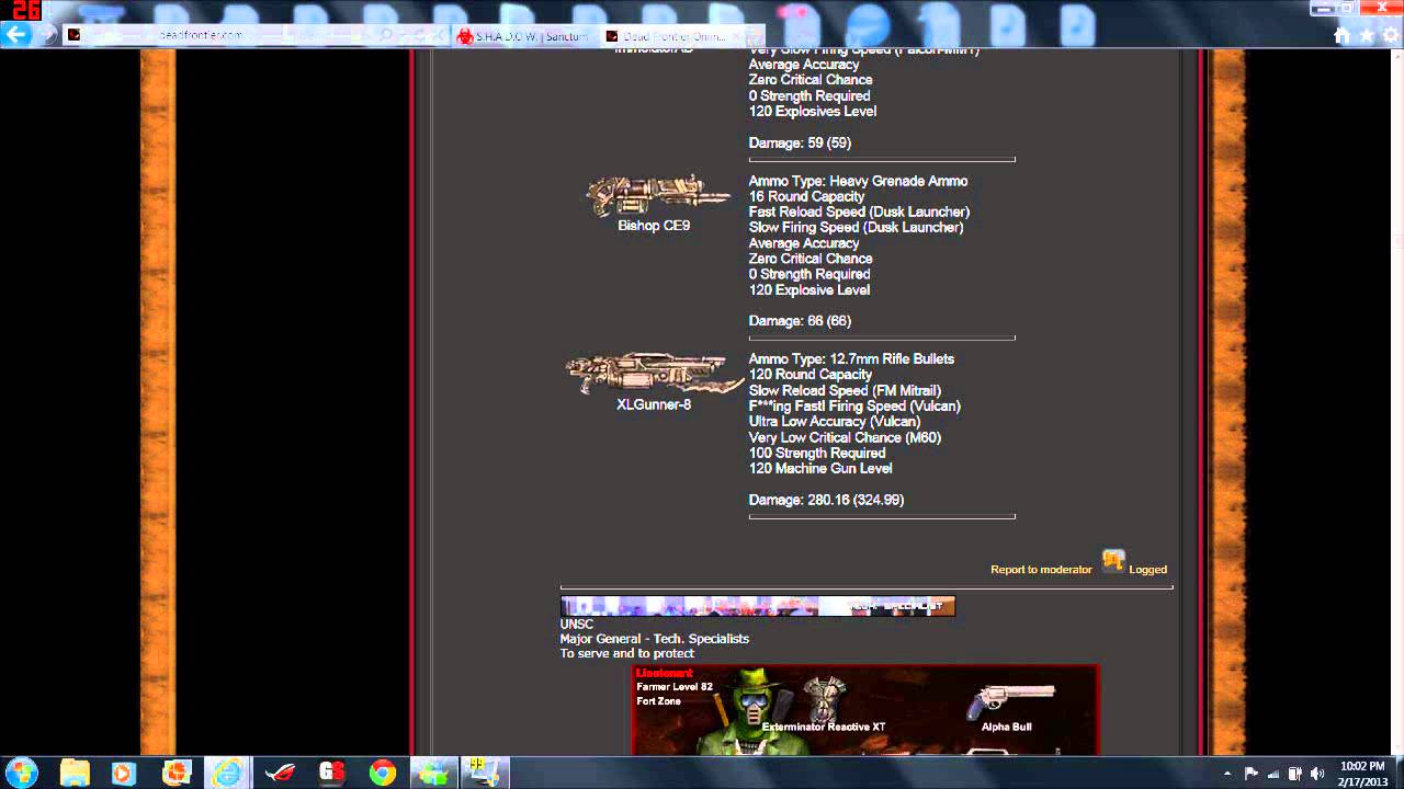 Dead Frontier: Possible Stats for New Weapons