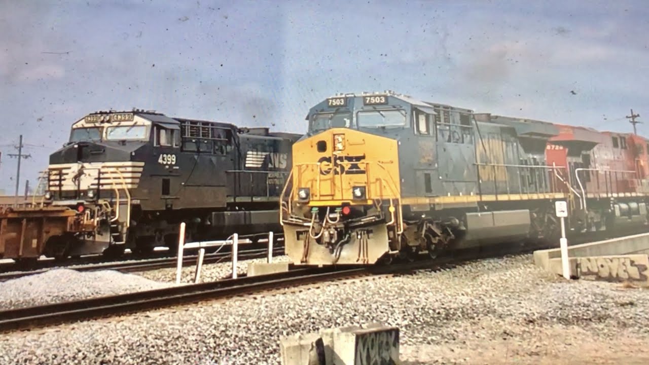 2 Trains Passing On Bridge!  Happened Twice!!  CSX & Norfolk Southern, 6 Trains In Cincinnati Ohio