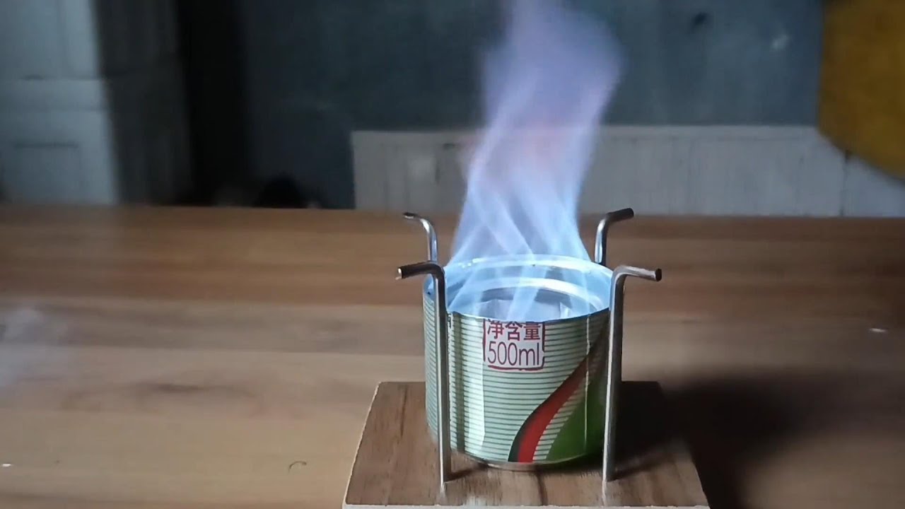 五分钟烧开水的大火力酒精炉，内旋火焰真漂亮#自制易拉罐酒精炉 #露营装备 #内旋酒精炉 #制作过程
