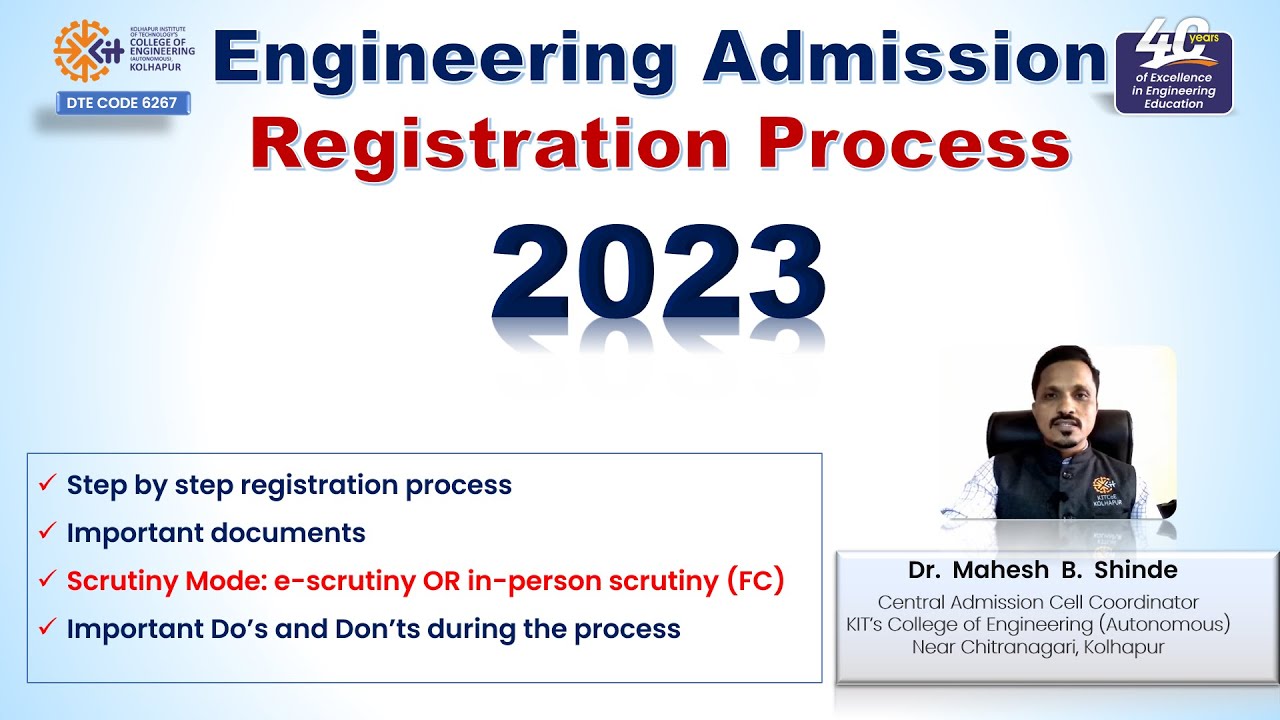 Engineering Admissions 2023 | Registration Process | #KIT_Kolhapur