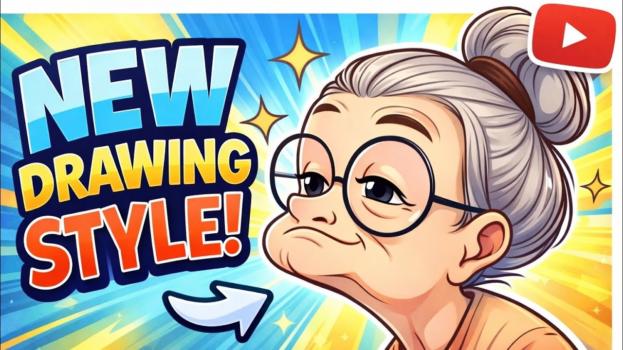 Cute Grandma Cartoon Drawing | Easy Bun Hairstyle Sketch
