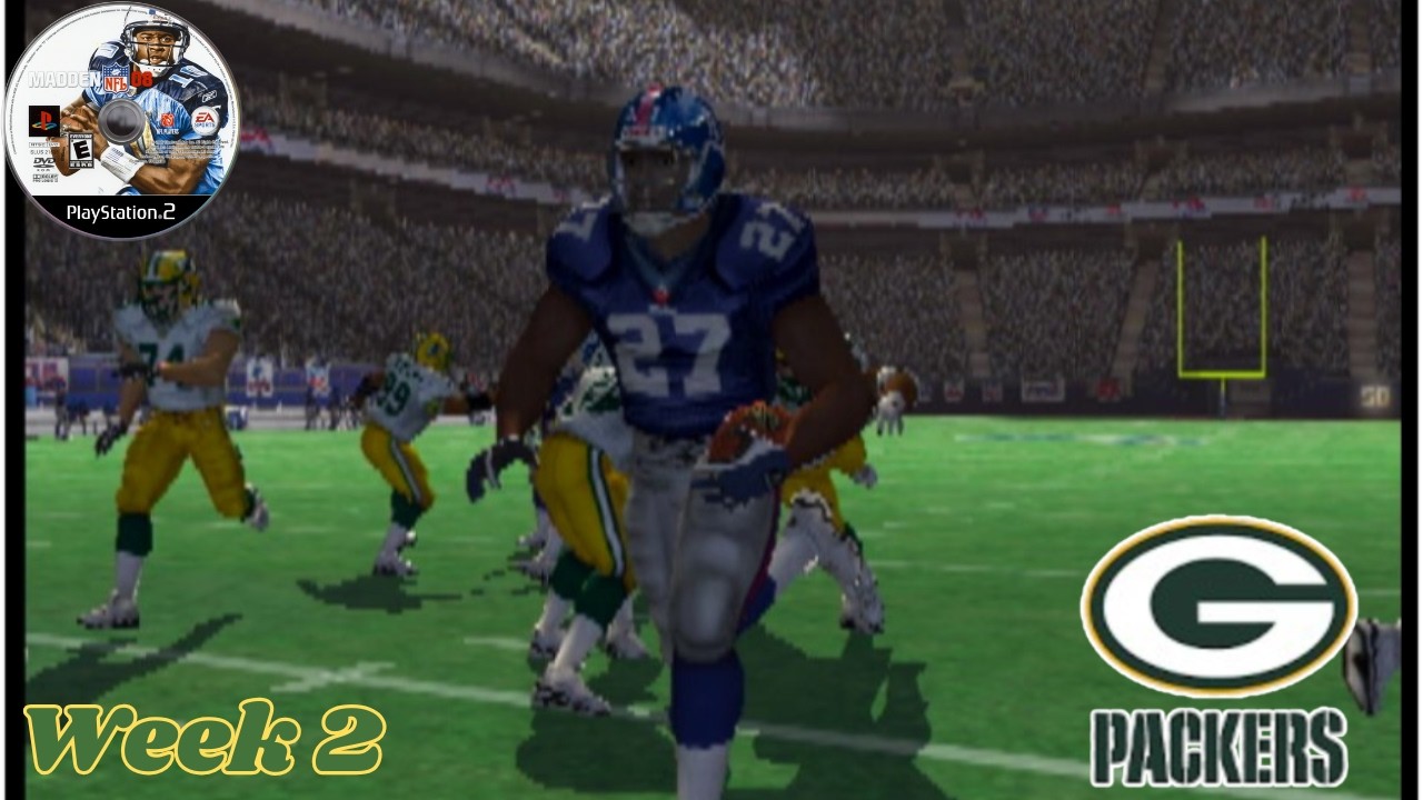 Madden 08 PS2 Franchise: Giants Rebuild Week 2 vs Green Bay Packers - Full Game Highlights