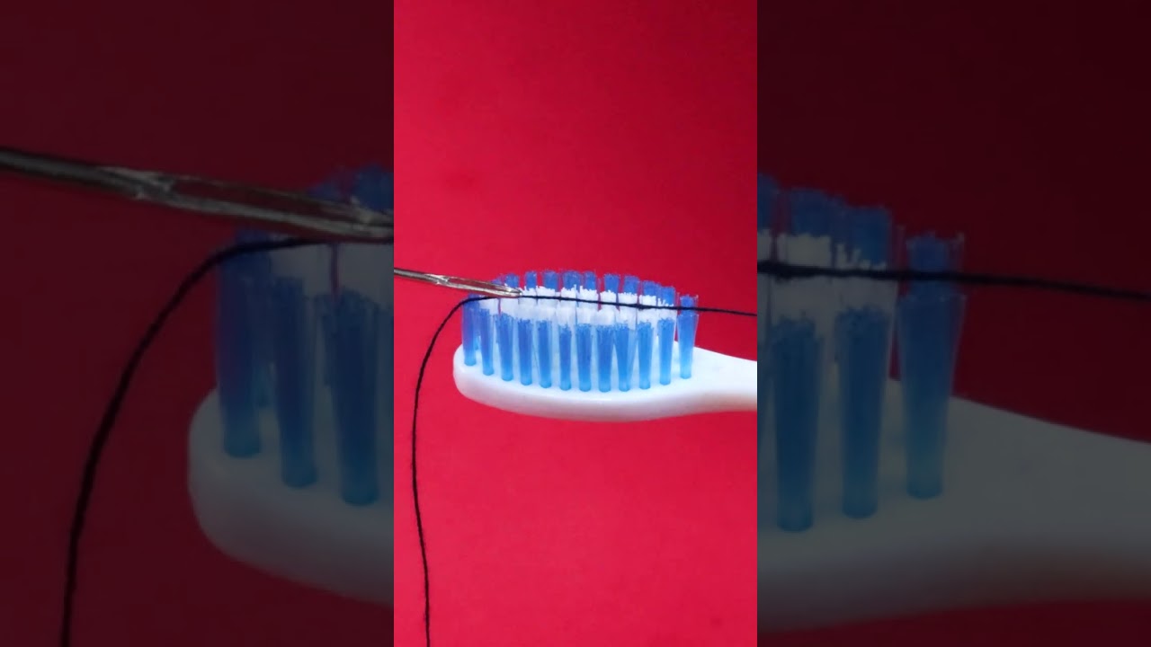 Threading a Needle with a Toothbrush #shorts