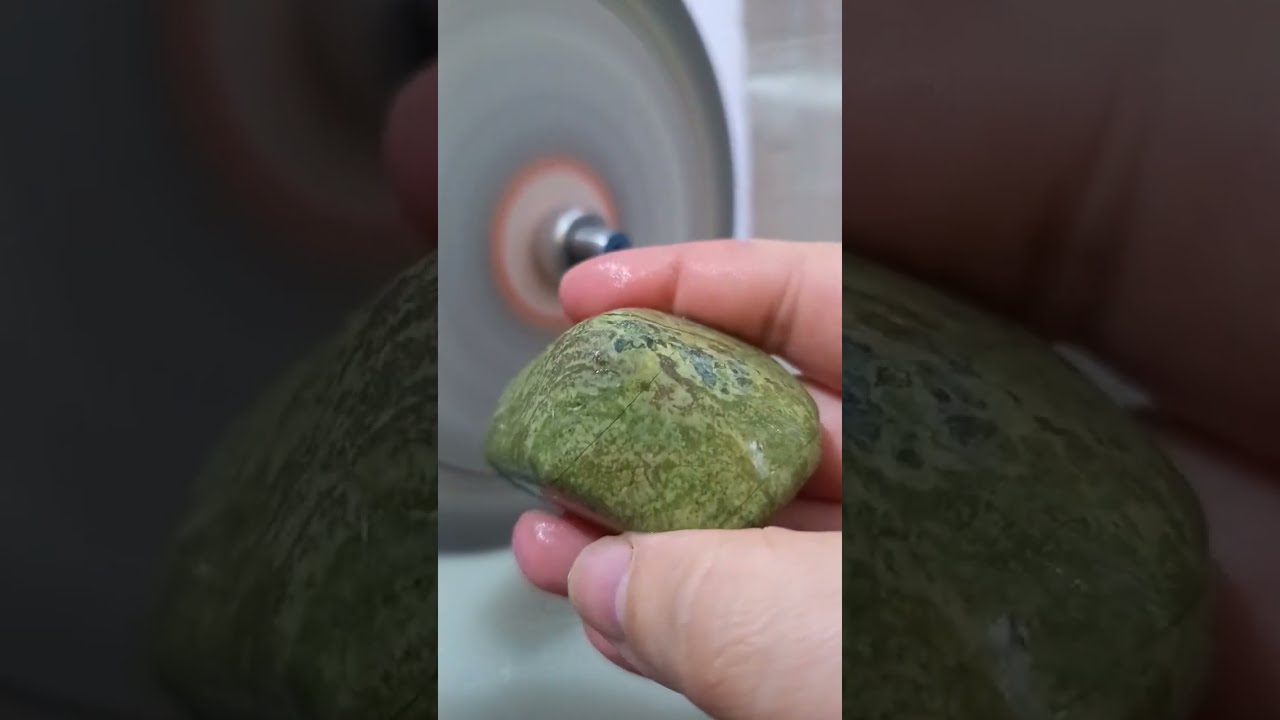 EP. 2 | Pulido de piedra metamórfica verde moteada en ASMR | Proceso real