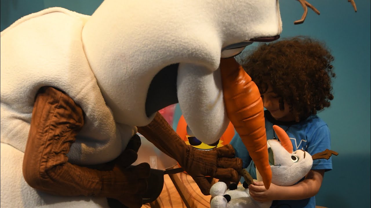 Meet Olaf Echo Lake in Hollywood Studios Disney world At Christmas and Beautiful Christmas tree