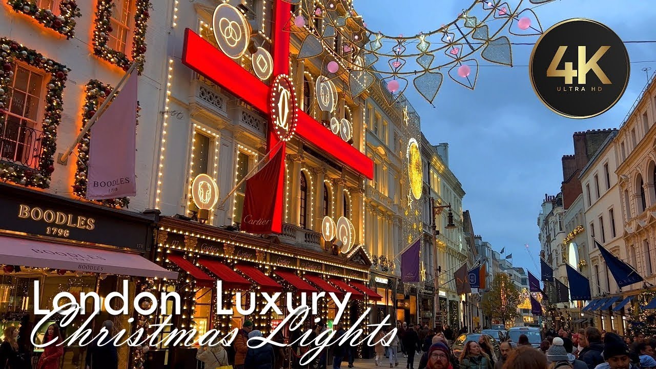 London CHRISTMAS LIGHTS Luxury New Bond And Old Bond Streets Walking Tour (4K 60fps)