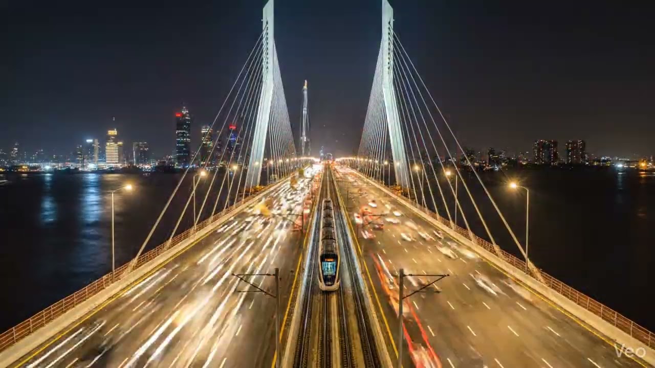 Prcess of building a massive cable stayed sea bridge in Mumbai