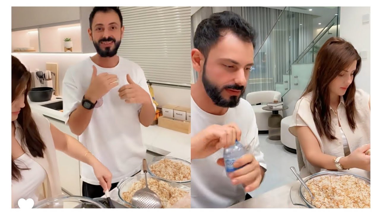 عصام ونور 🥰 عشاء آخر ليل ملوخية ورز عصام عم يسأل نور وين حابه تسافري نهفات عصام 🥰🥰